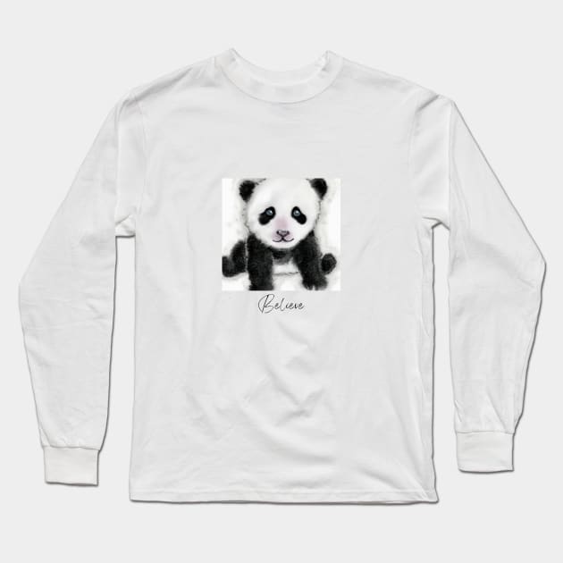 Motivational Baby Panda Digital Artwork - A Mindful Moment From Nature Long Sleeve T-Shirt by Karen Ankh Custom T-Shirts & Accessories